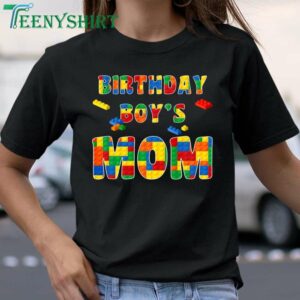 Building Block Mom of Birthday Boy T Shirt Cute Party Gift 1