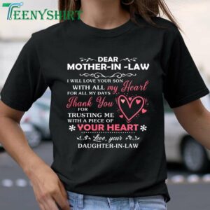 Dear Mother in Law T Shirt Heartfelt Love Message Tee 1