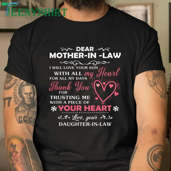 Dear Mother-in-Law T-Shirt Heartfelt Love Message Tee