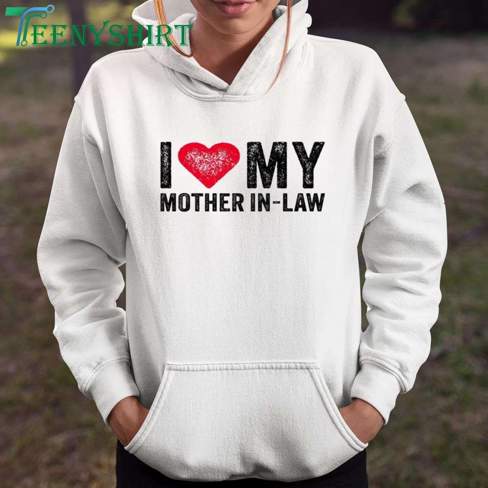 Funny Mother's Day T-Shirt I Love My Mother-in-Law with Red Heart and Vintage Style