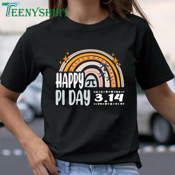 Pi Day T Shirt Math Teacher Gift with Leopard Rainbow Design 1