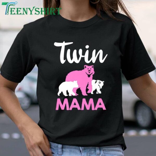 Premium T Shirt for Twin Moms Cool Mama Bear and Cubs Design 1