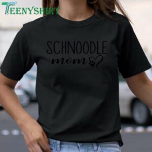 Schnoodle Mom T Shirt with Dog Paw Print Heart Design 1