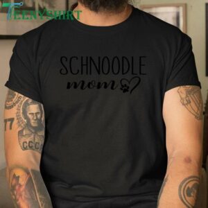 Schnoodle Mom T Shirt with Dog Paw Print Heart Design 3